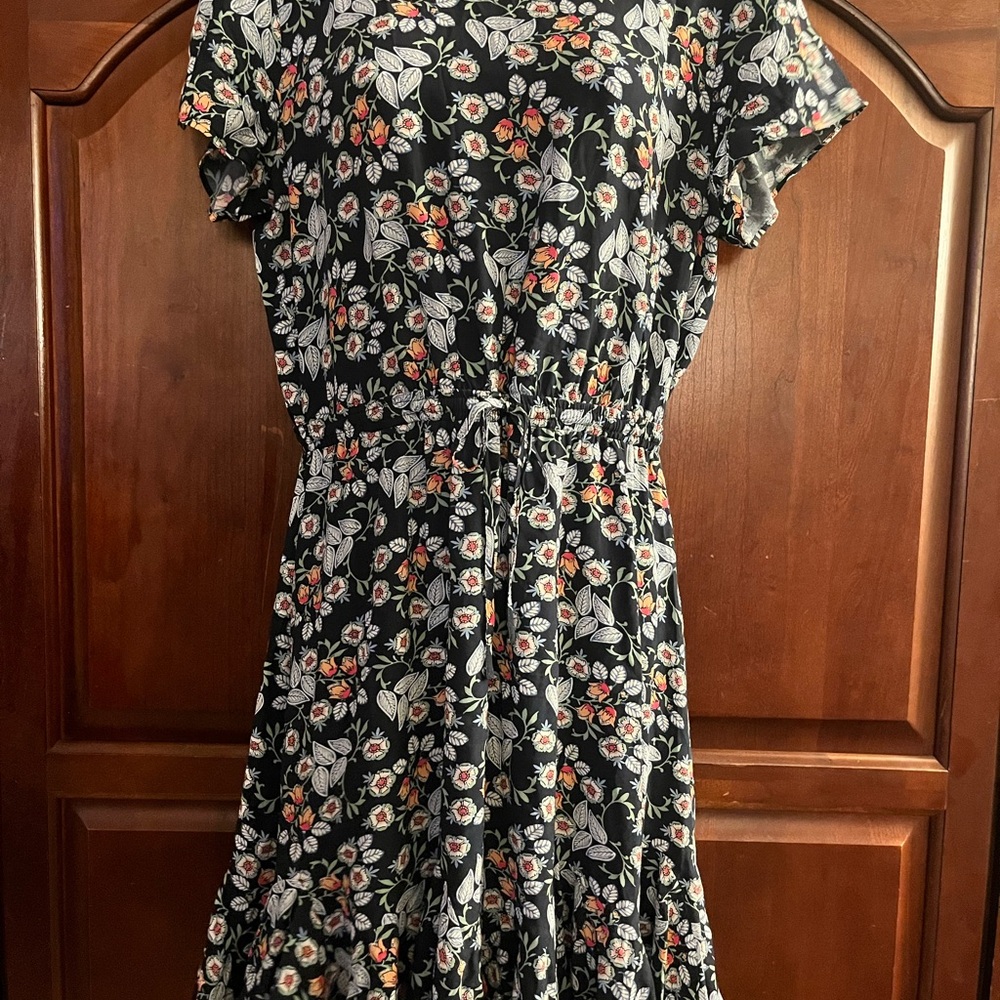 LOFT Vivid Navy Blue Floral Midi Dress - So striking!  Size Medium - Picture 7 of 11